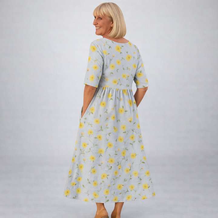 Zunia - Floral Midi Dress With Pockets