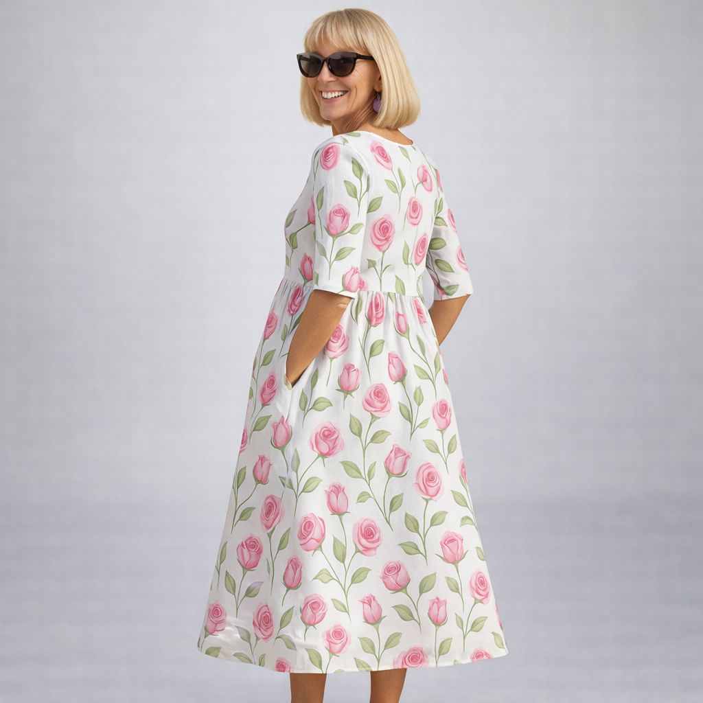 Zunia - Floral Midi Dress With Pockets