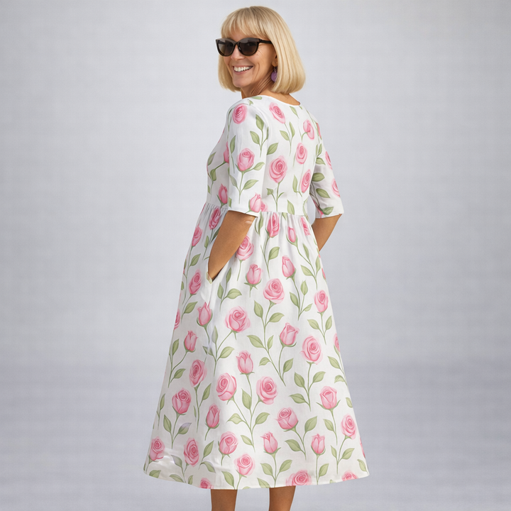 Zunia - Floral Midi Dress With Pockets