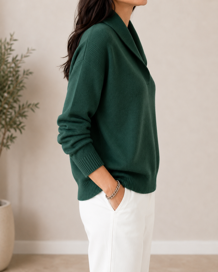 Prisuna - Long Sleeve V-Neck Sweater