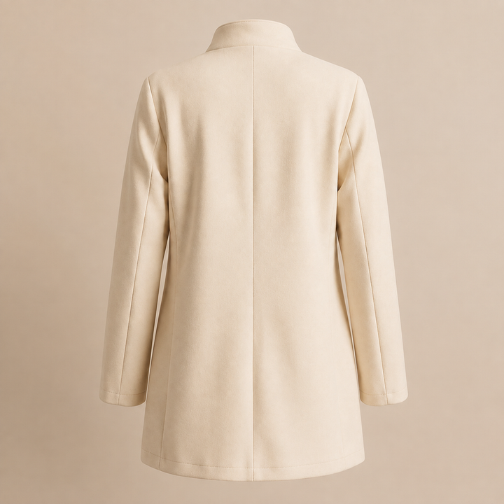 Avelana - Collarless Button-Front Longline Coat