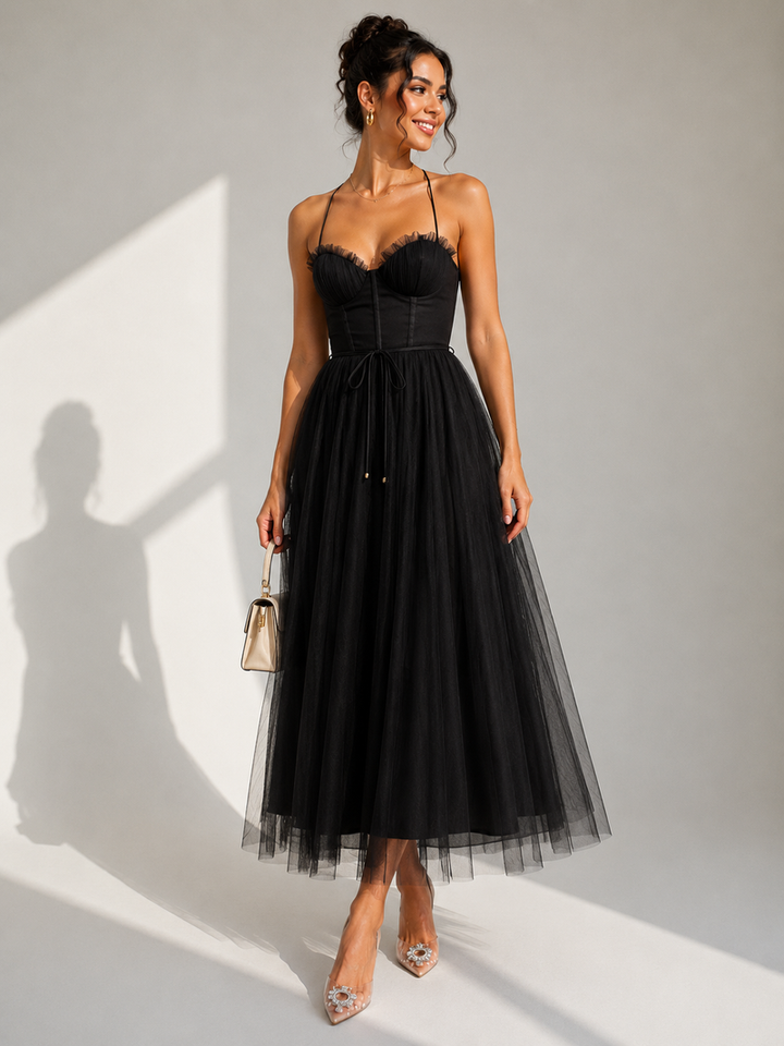 Chiyoko - Elegant Midi Dress With Open Back