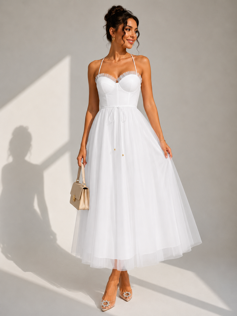 Chiyoko - Elegant Midi Dress With Open Back