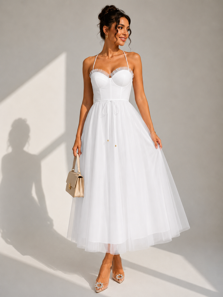 Chiyoko - Elegant Midi Dress With Open Back