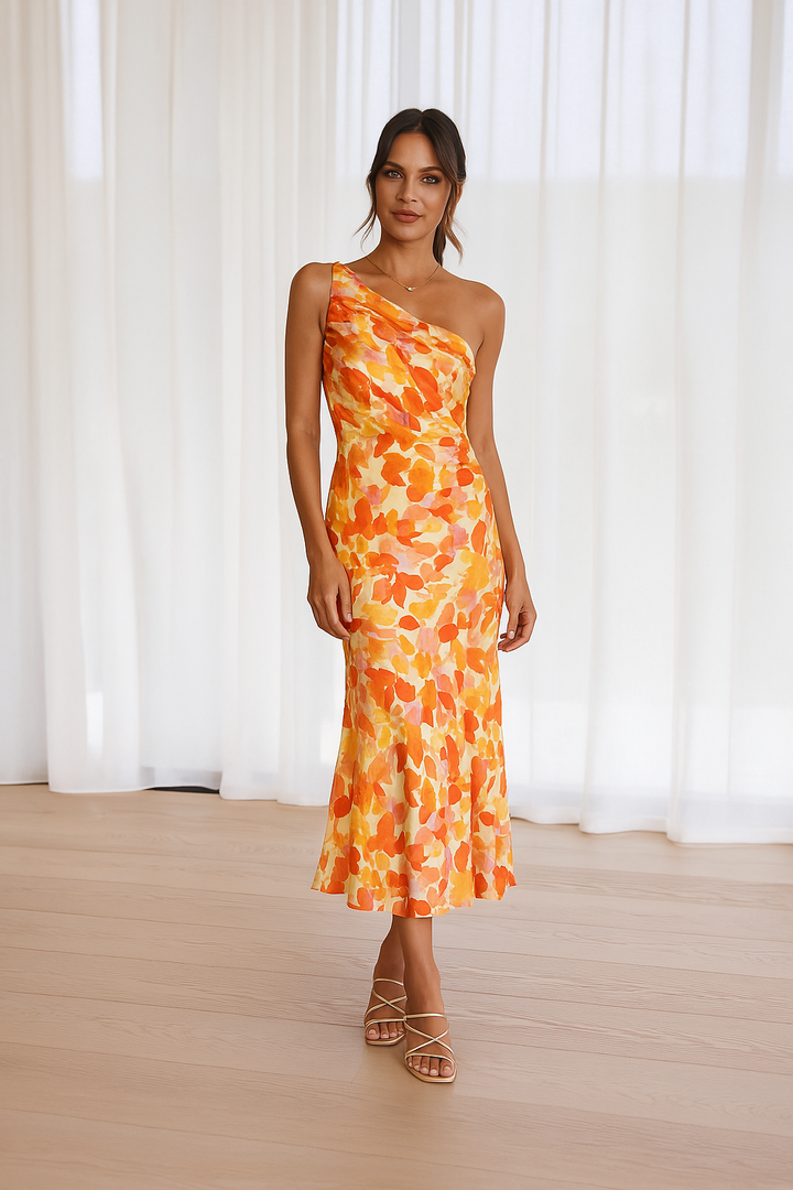 Cynthia - Floral Satin Dress