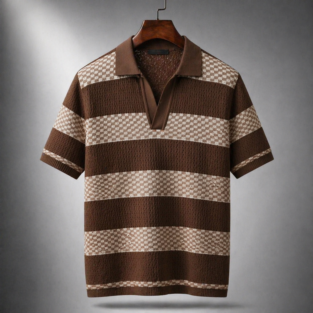 Leunard - Striped Knit Polo Shirt