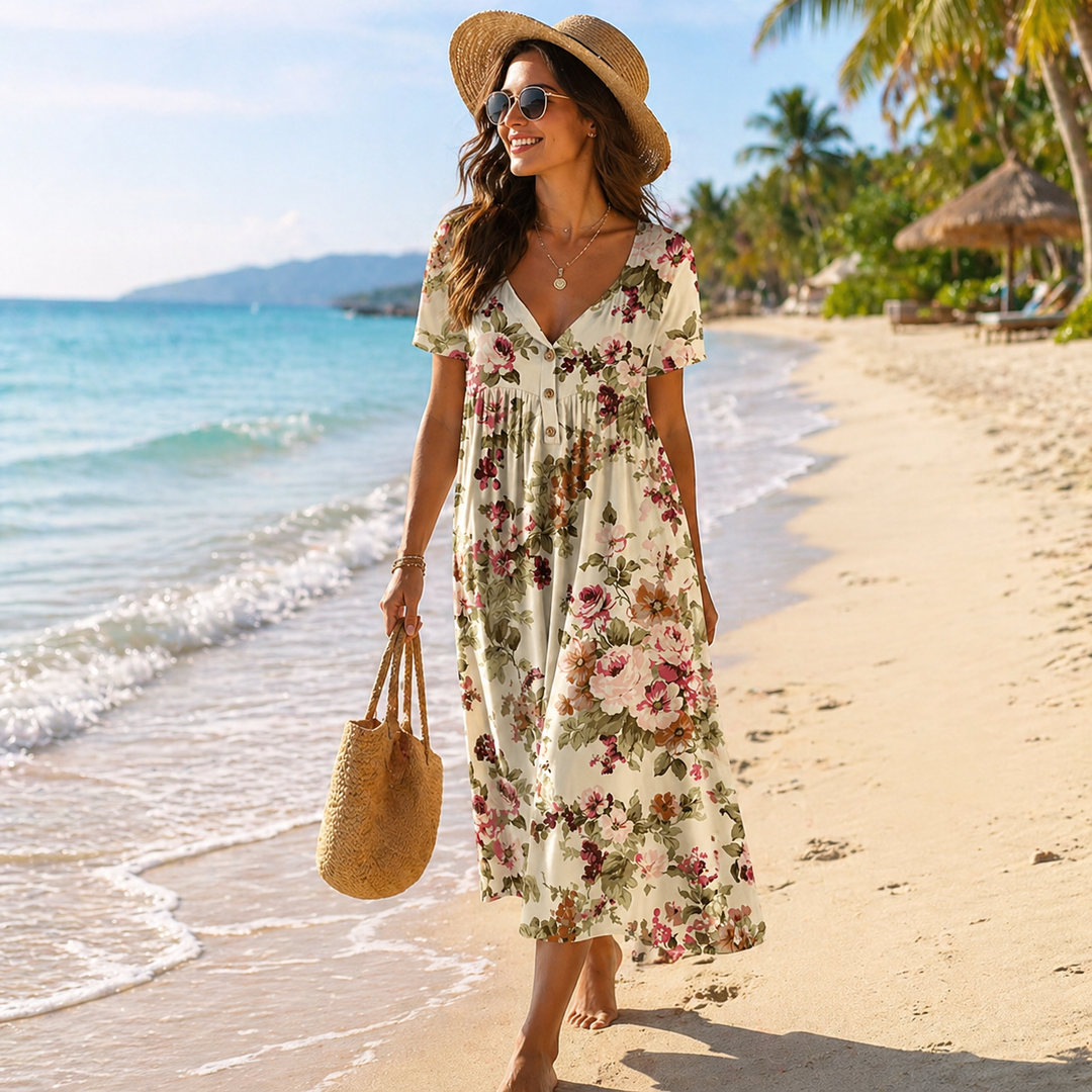 Aliyeen - Vintage Floral Print Dress