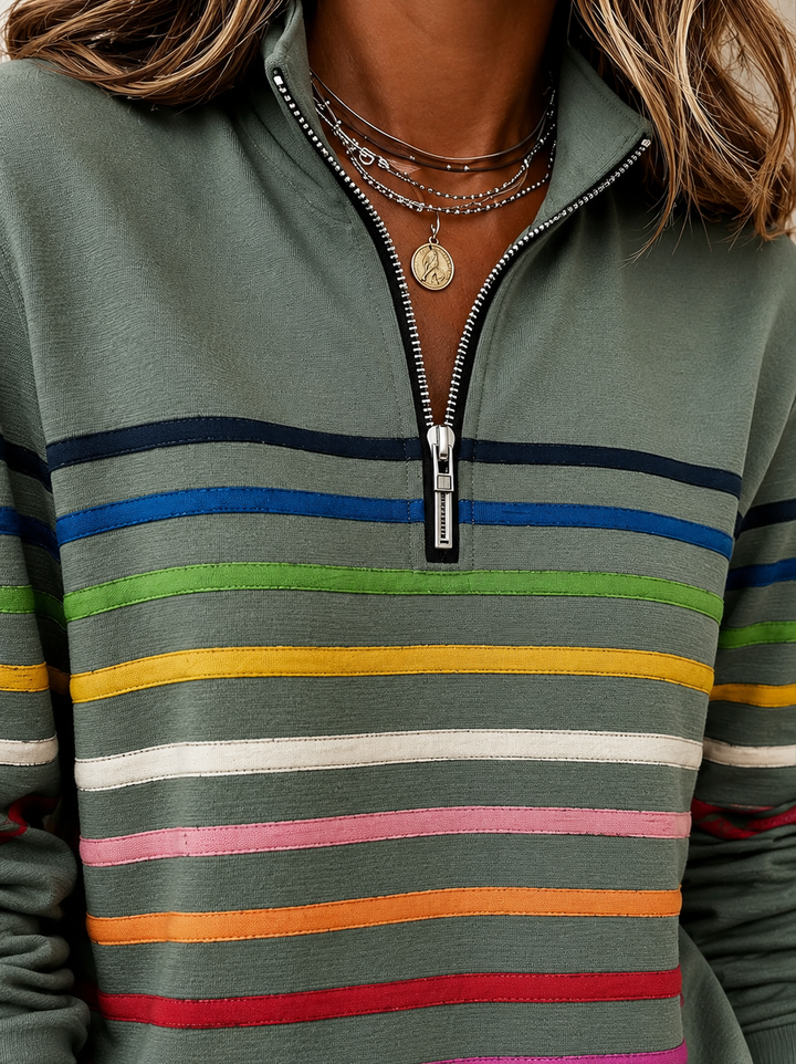 Vivioriana - Striped Quarter-Zip Sweatshirt