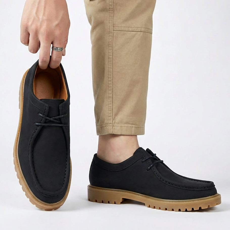 Jasson - Suede Moc-Toe Lace-Up Shoes