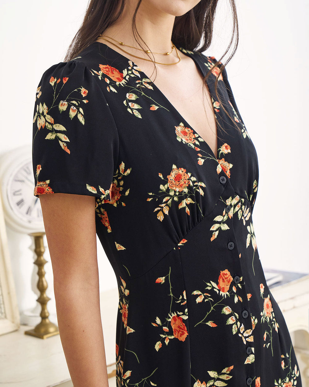 kambria - Short Sleeve Floral Midi Dress