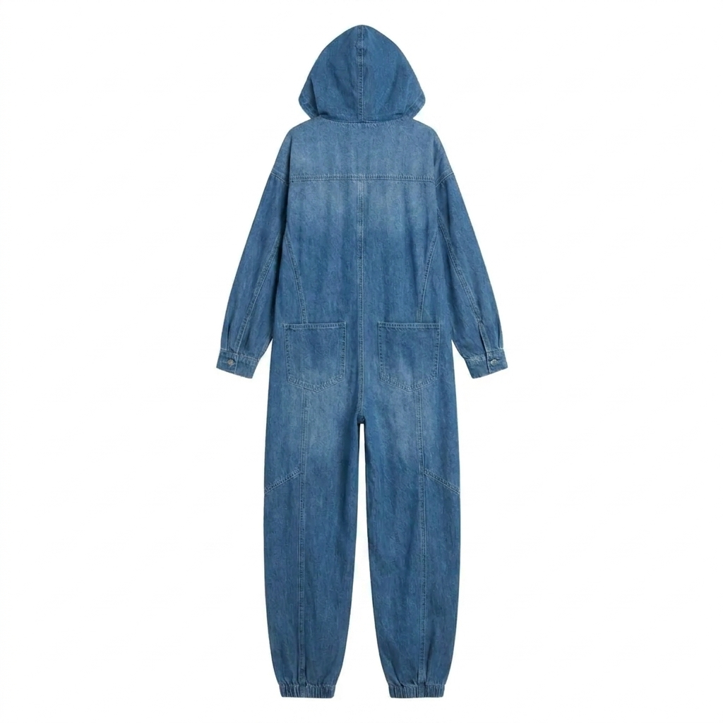 Estielle - Denim Jumpsuit With Hooded