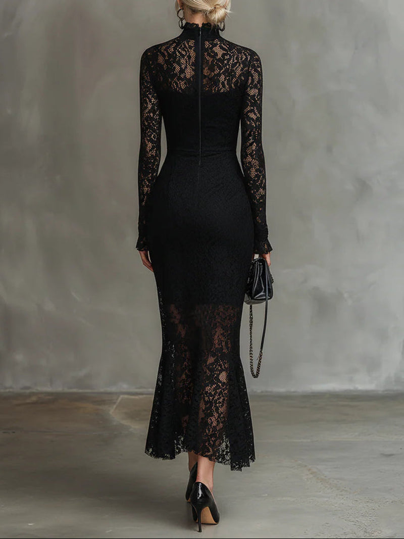 Yalissa - Long Sleeves Lace Maxi Dress