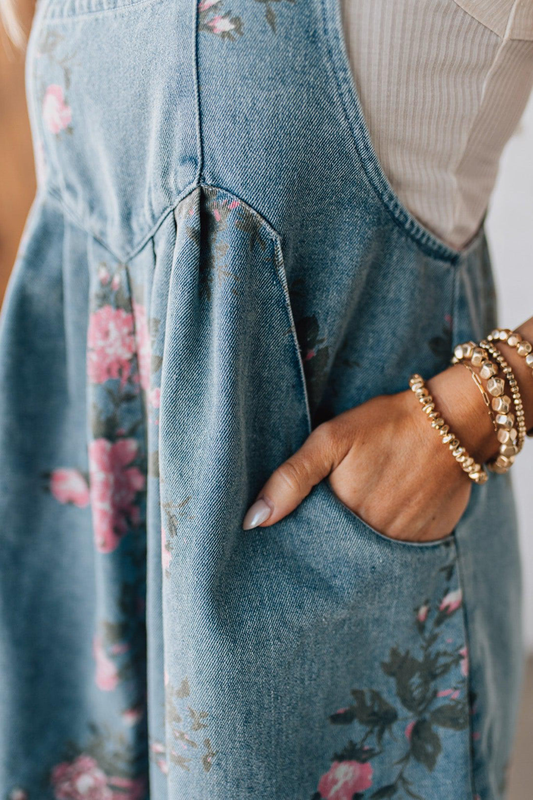 Katien - Floral Denim Jumpsuit