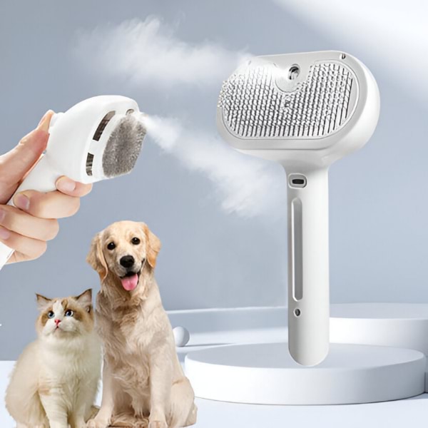 FurEase - Rechargeable Pet Steam Brush Spray for Grooming