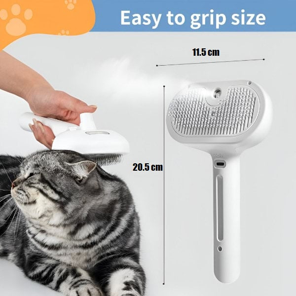 FurEase - Rechargeable Pet Steam Brush Spray for Grooming