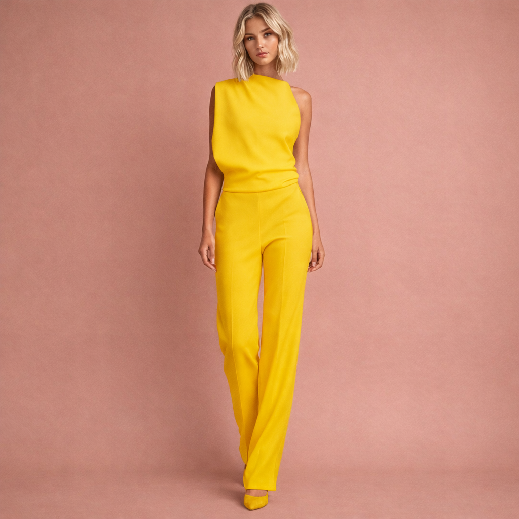 Mishel - Sleeveless Wide Leg Jumpsuit