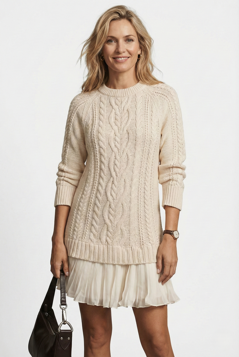 Raimorica - Knitted Sweater Dress With Cable Pattern