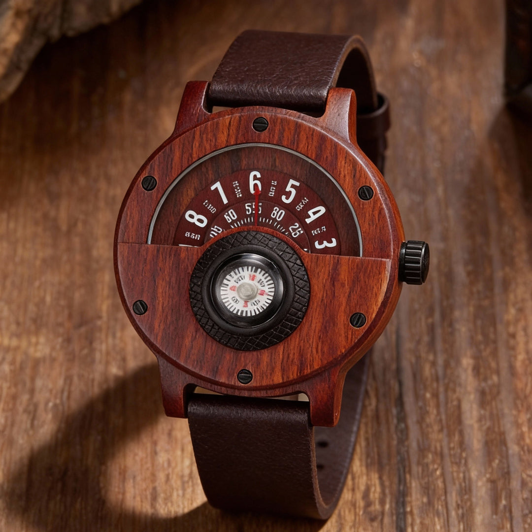 Krzysztof - Turntable Compass Dial Wooden Watch