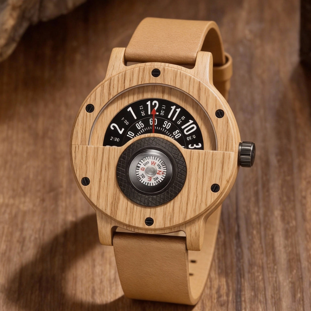Krzysztof - Turntable Compass Dial Wooden Watch