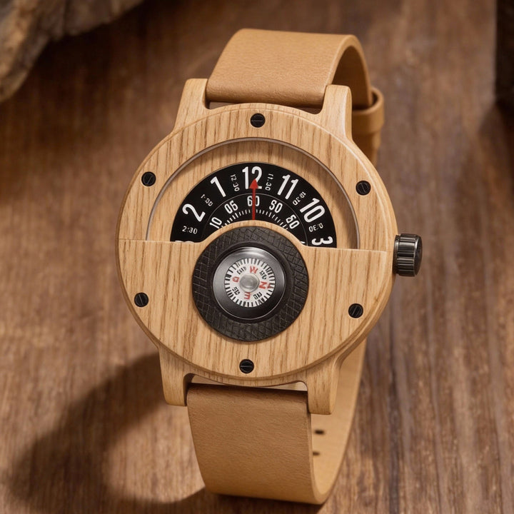 Krzysztof - Turntable Compass Dial Wooden Watch