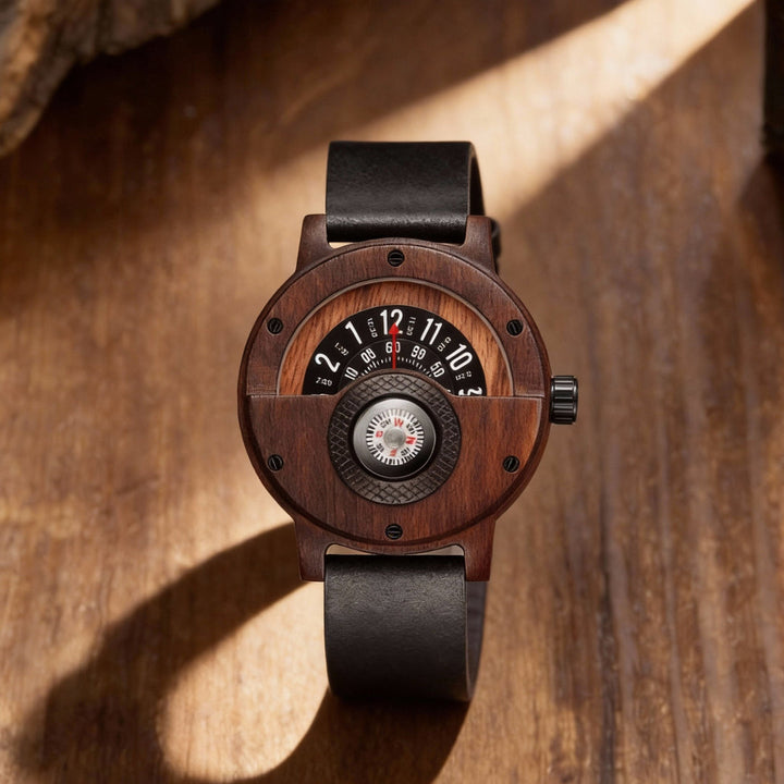 Krzysztof - Turntable Compass Dial Wooden Watch