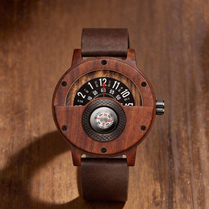 Krzysztof - Turntable Compass Dial Wooden Watch