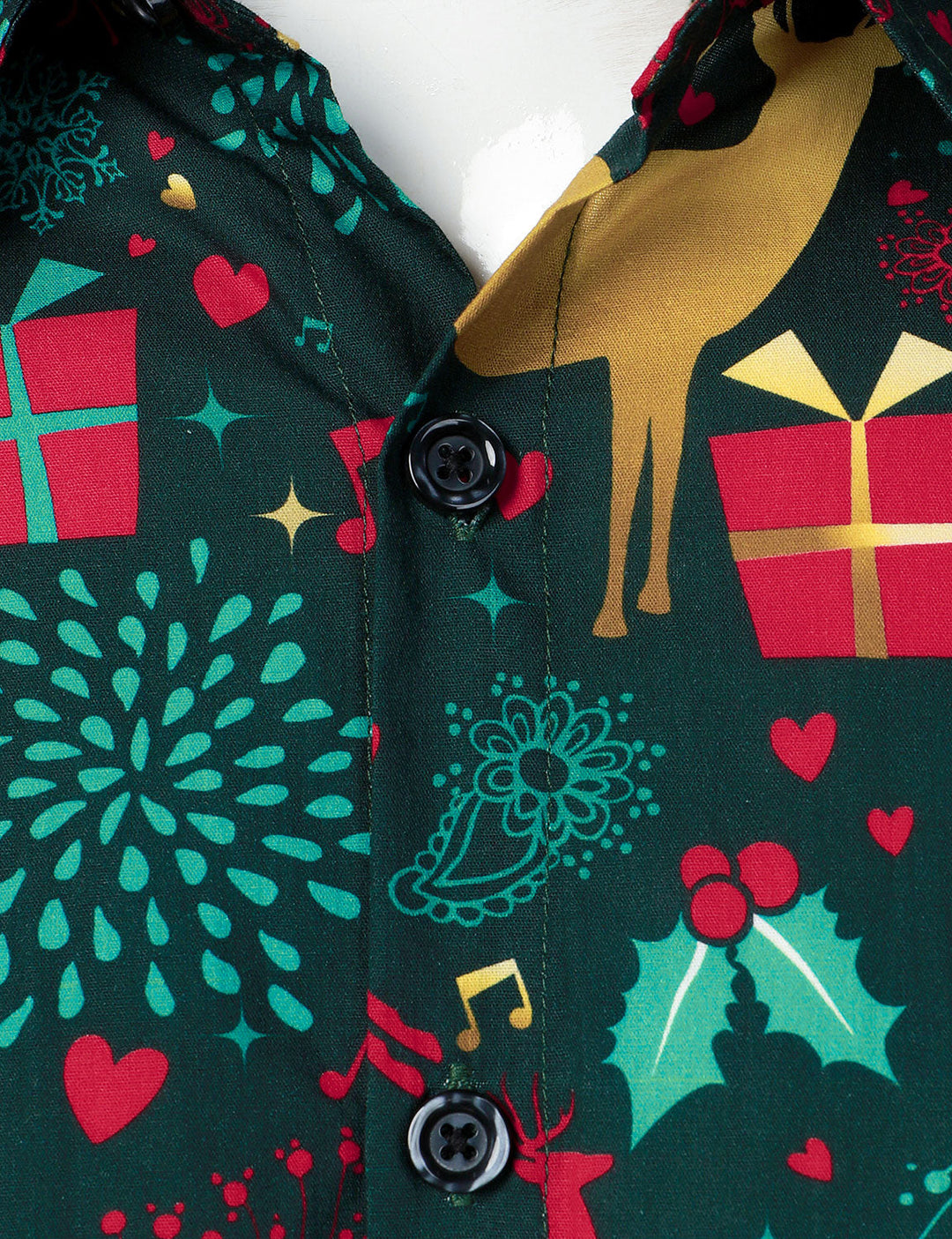 Victor - Men's Christmas Reindeer Holiday Cotton Long-Sleeved Shirt