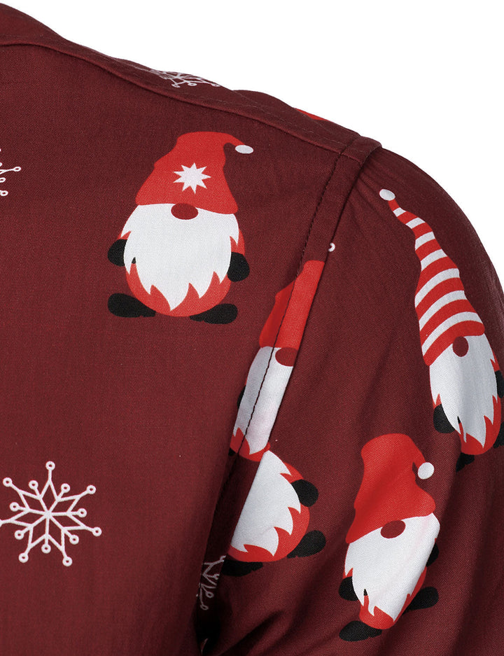 Isaac - Men's Christmas Red Cute Elf Cotton Long-Sleeved Shirt