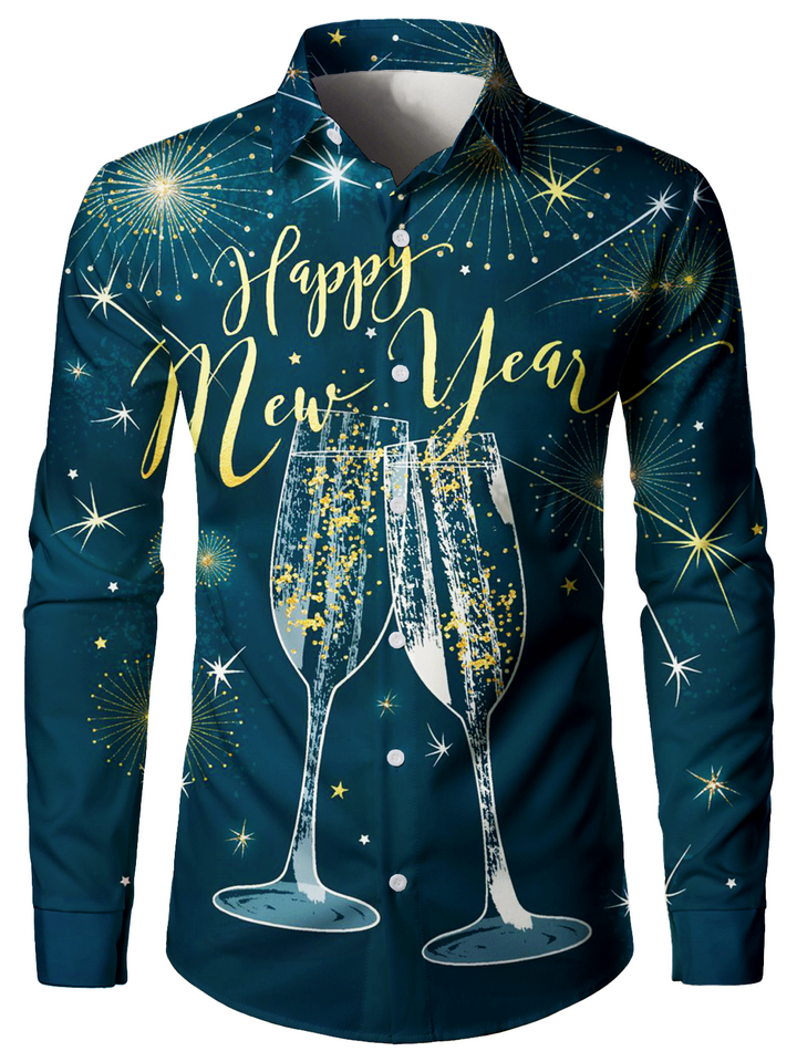 Jasonen - Men's Christmas Cocktails New Year's Eve Long-Sleeved Shirt