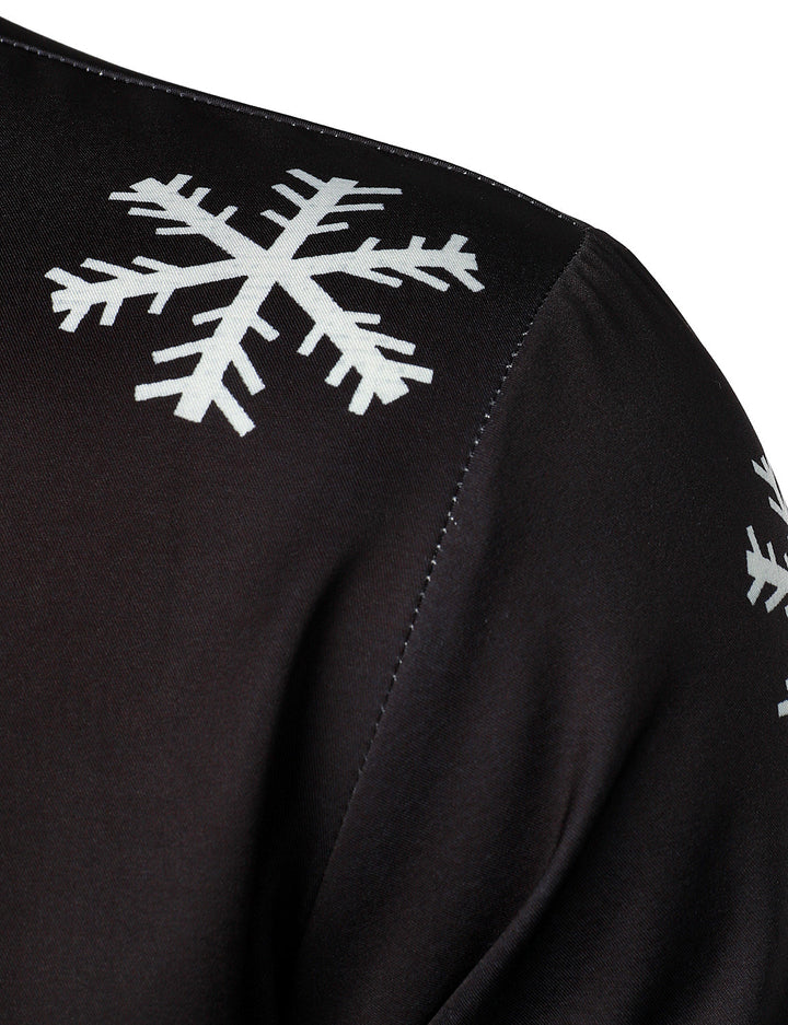 Mathan - Men's Santa Claus Button-Up Black Funny Long-Sleeved Shirt