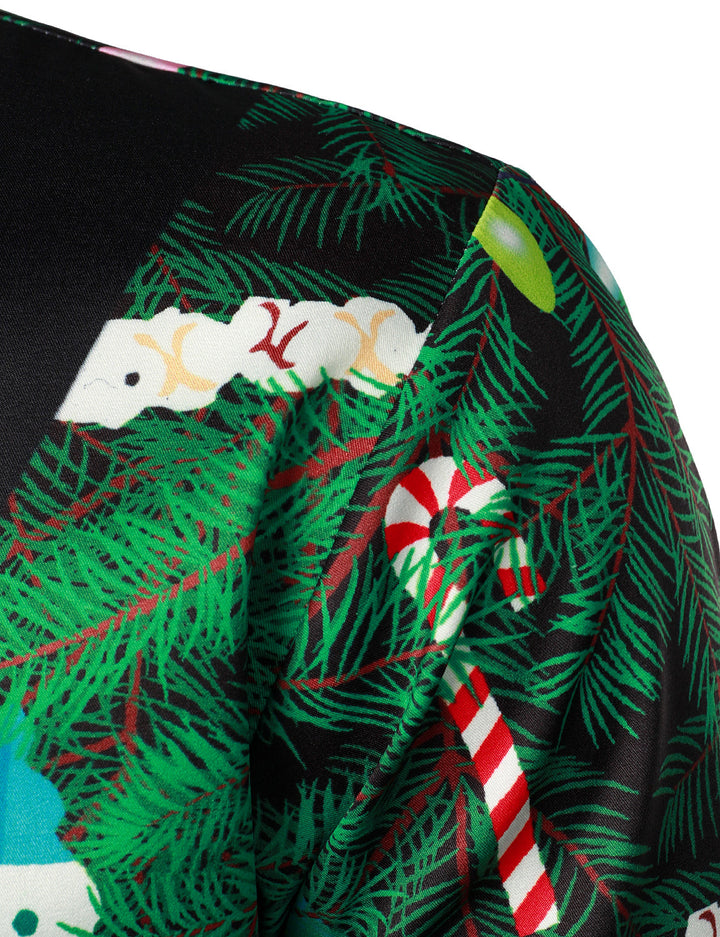 Gason - Men's Christmas Tree Camo Print Regular Fit Fun Outfit Themed Top Long Sleeve Shirt