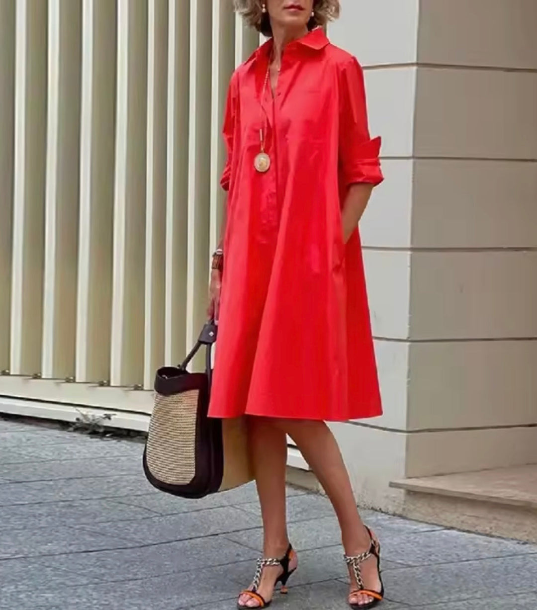Kahleah  - Elegant Shirt Dress With Pockets