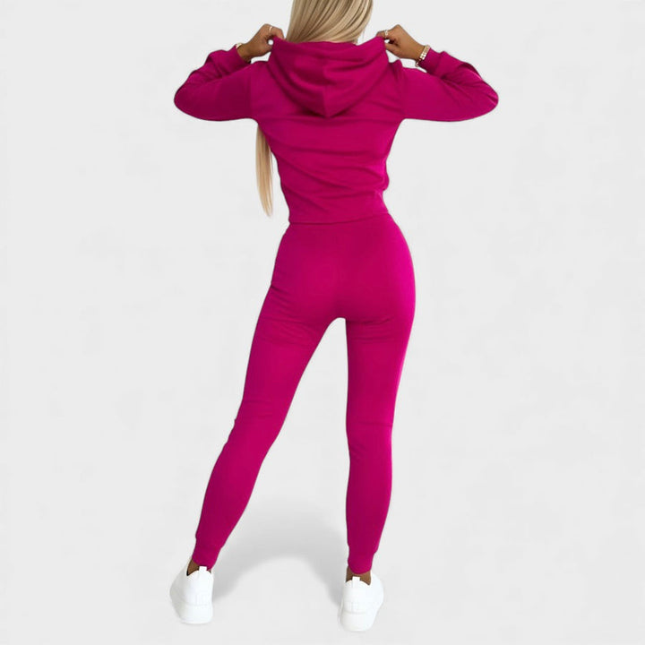 Maayan - Casual Long Sleeve Hoodie And Trouser Two-Piece Set