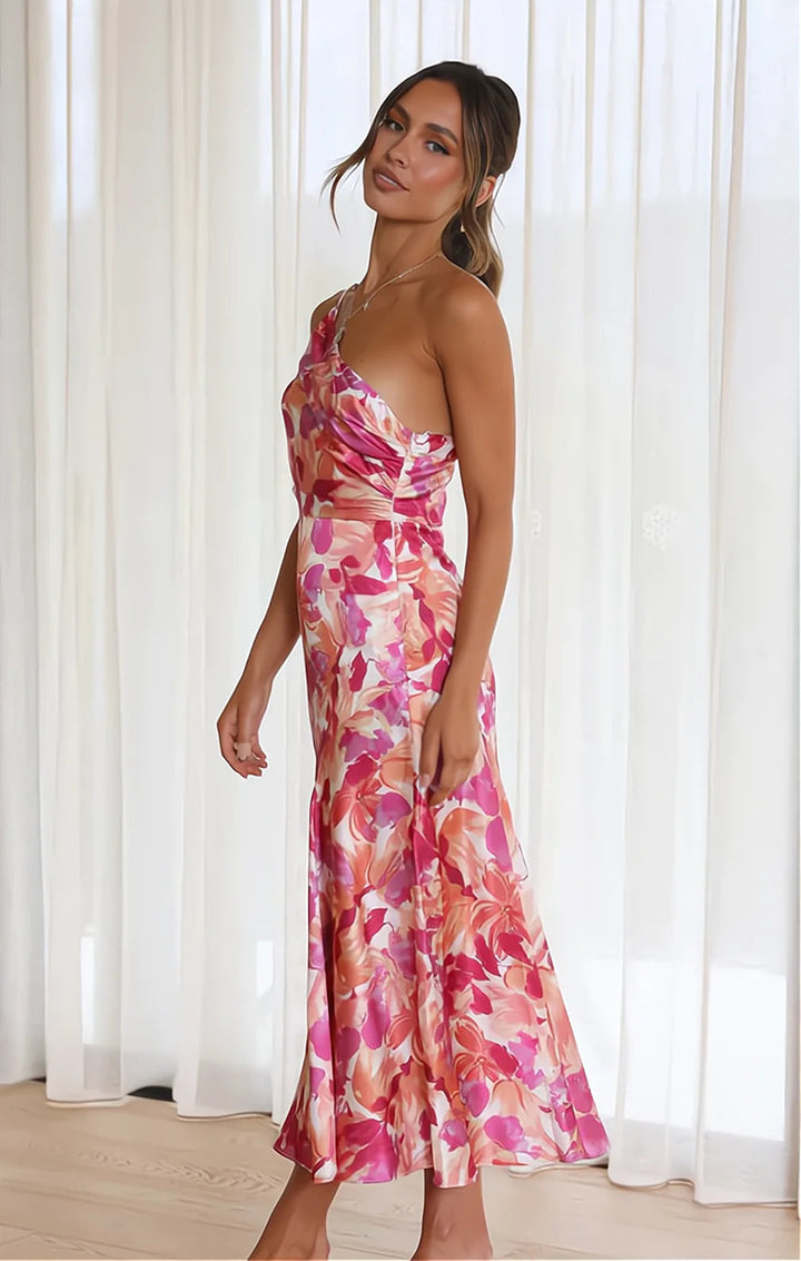 Cynthia - Floral Satin Dress