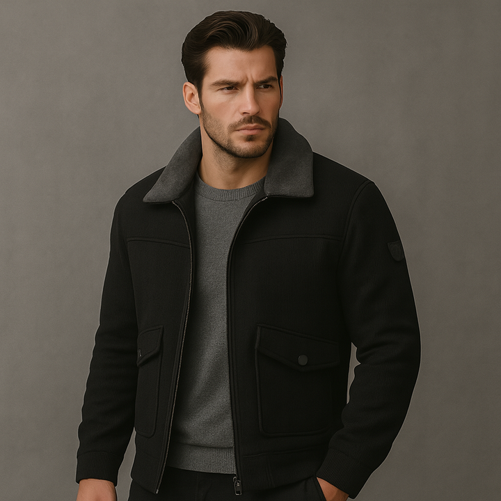 Nordine - Bomber Jacket With Faux Shearling Collar