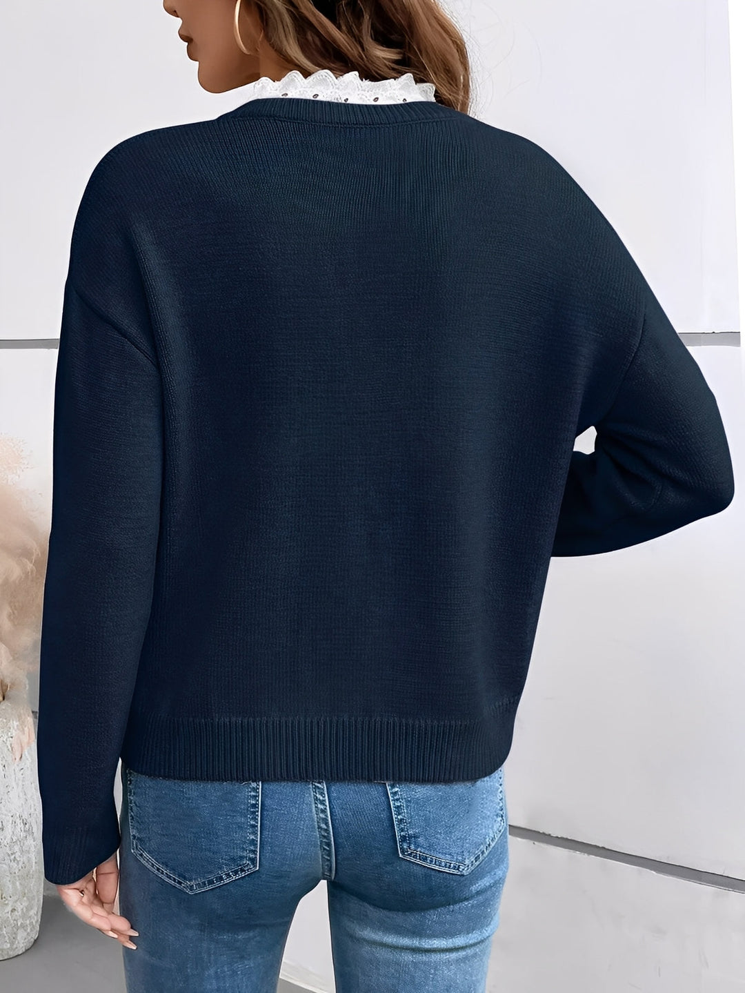 Jadvyga - Knit Blouse With Lace Collar