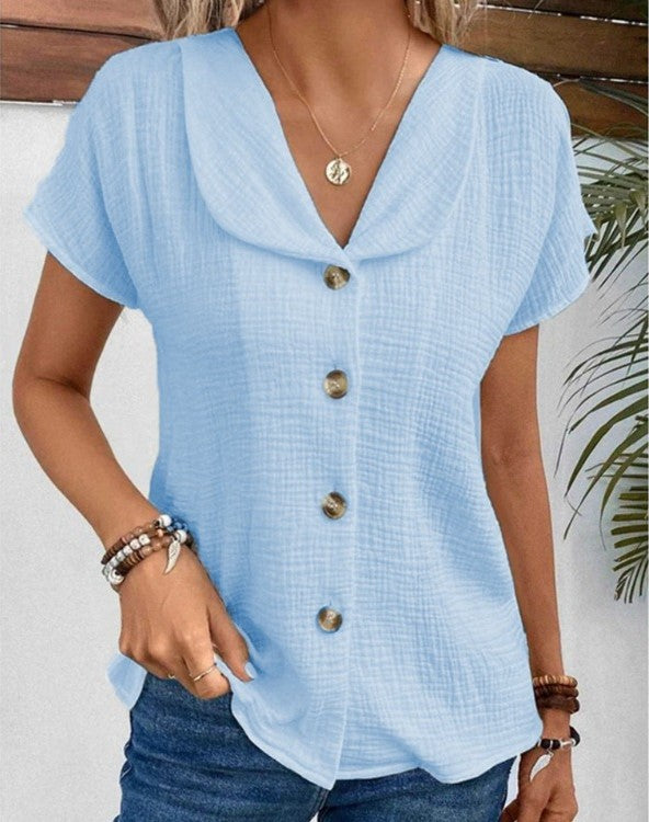 Anthousa - Top with Collar and Buttons