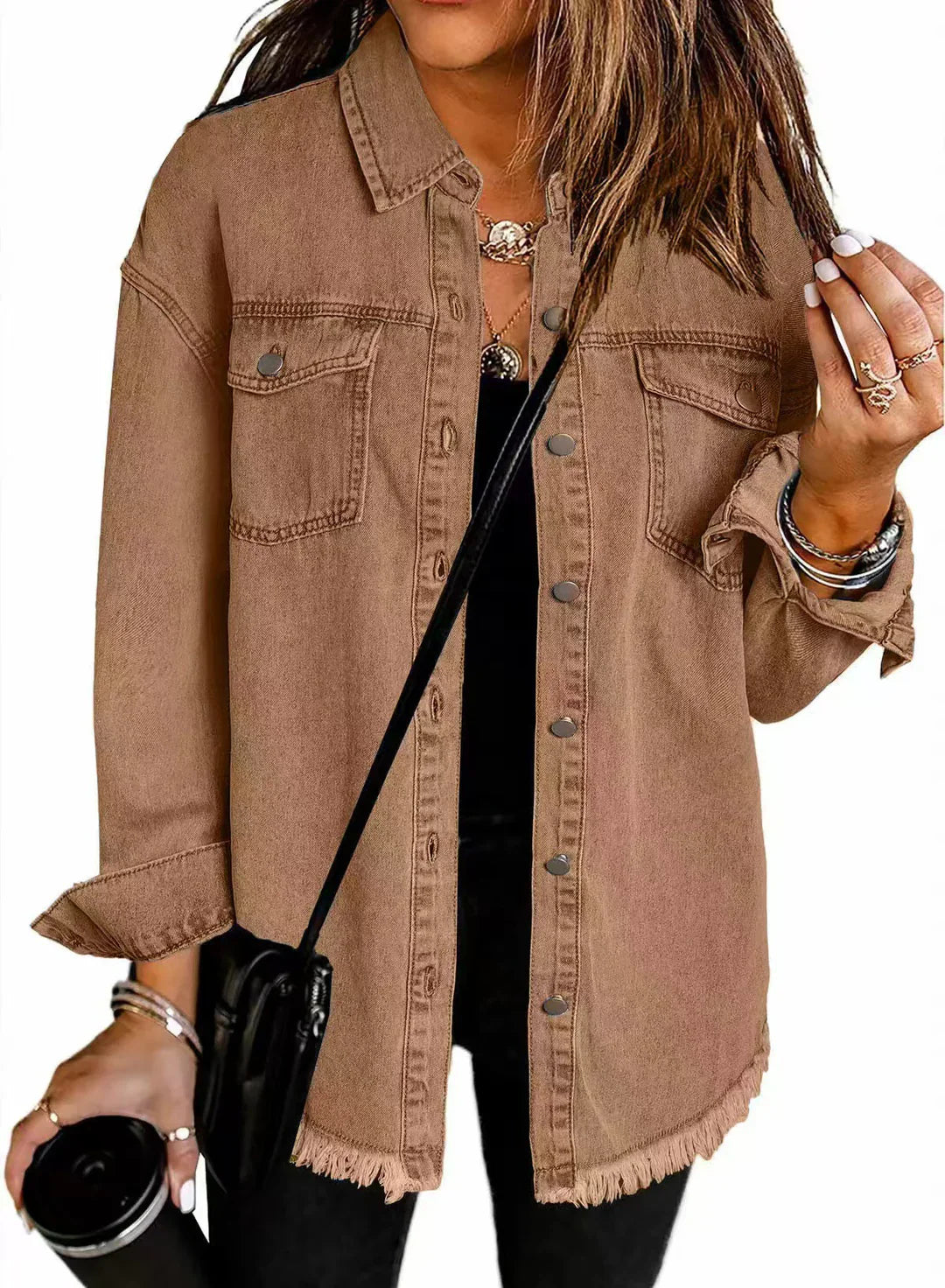 Jolien - Long Sleeve Denim Jacket With Pockets