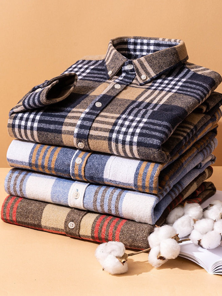 Kasner - Long Sleeve Plaid Cotton Shirt