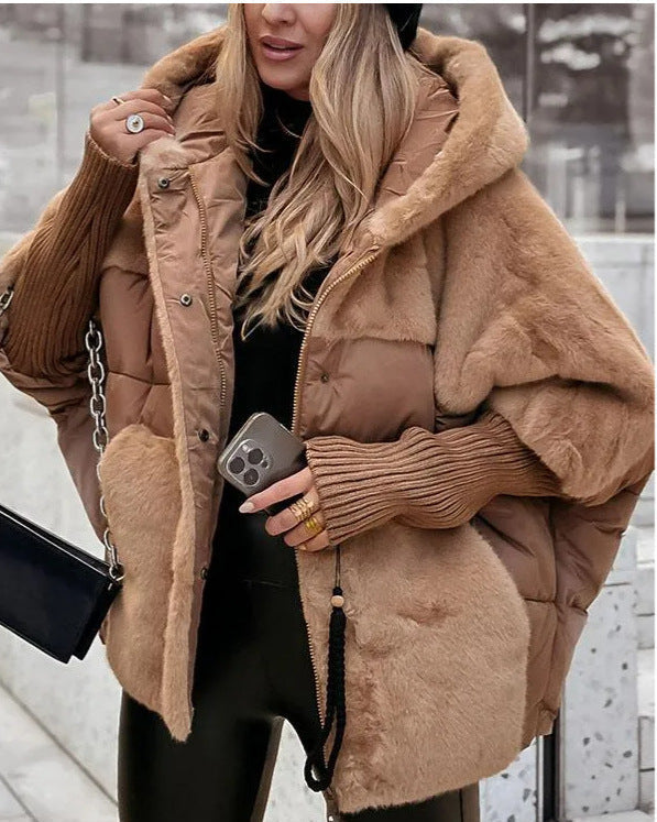 Opheia - Long Sleeve Coat With Fur