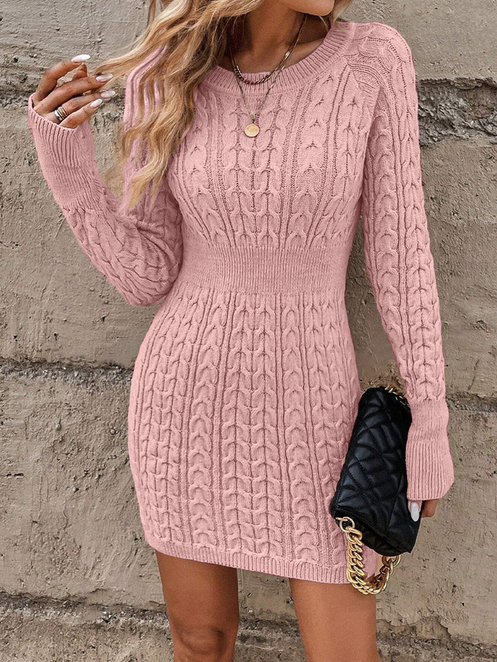 Oriah - Cable Knit Dress With Round Neckline