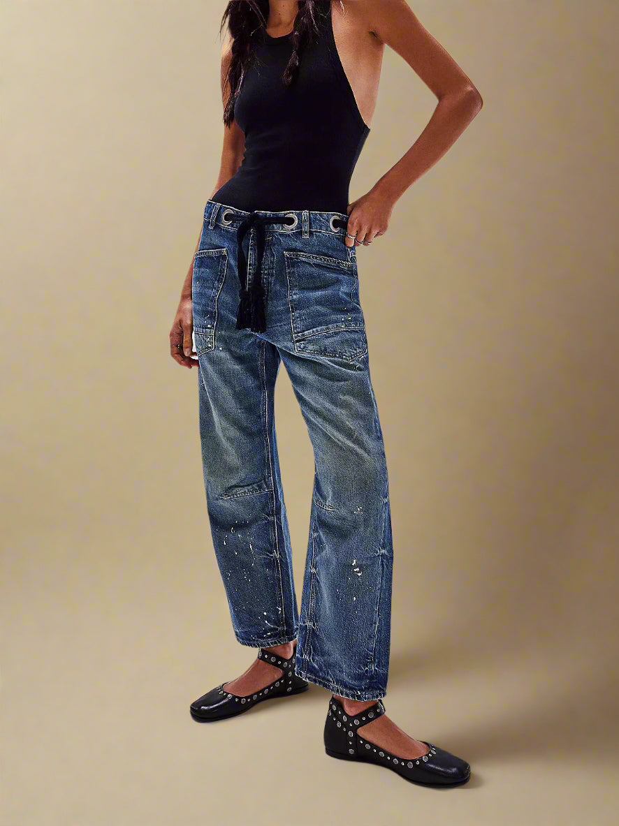 Felixa - Wide Leg Patchwork Denim Pants