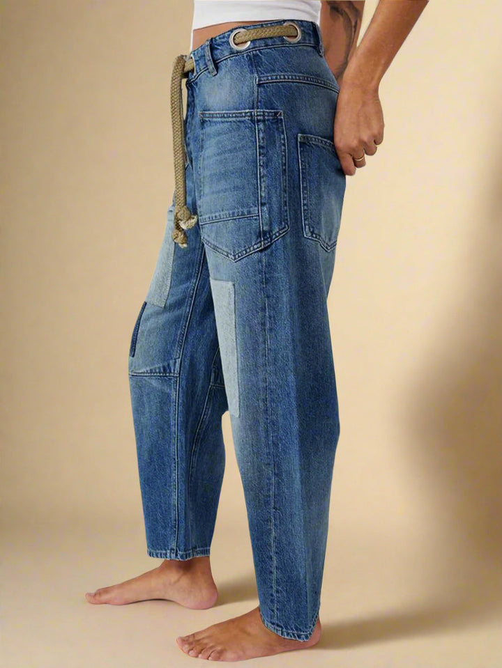 Felixa - Wide Leg Patchwork Denim Pants