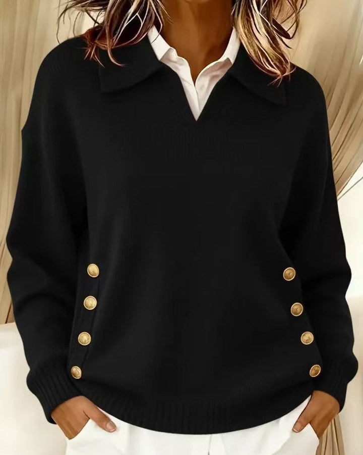Vivea - Long Sleeve V-Neck Knitted Sweater
