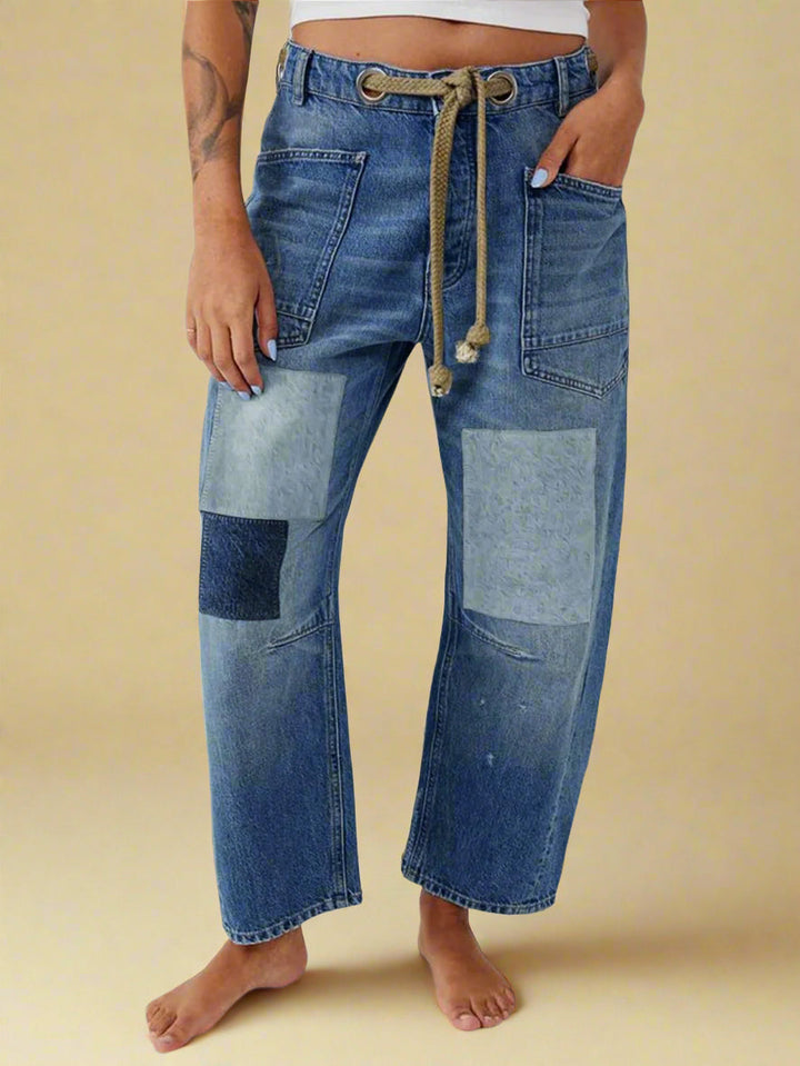 Felixa - Wide Leg Patchwork Denim Pants