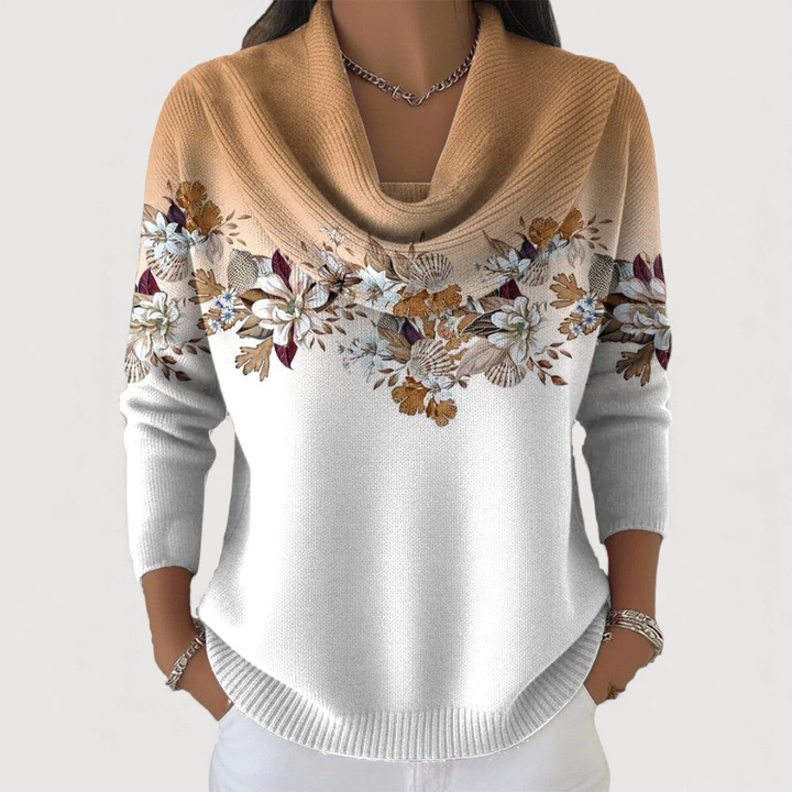 Ritika - Floral Sweater With Soft Neckline