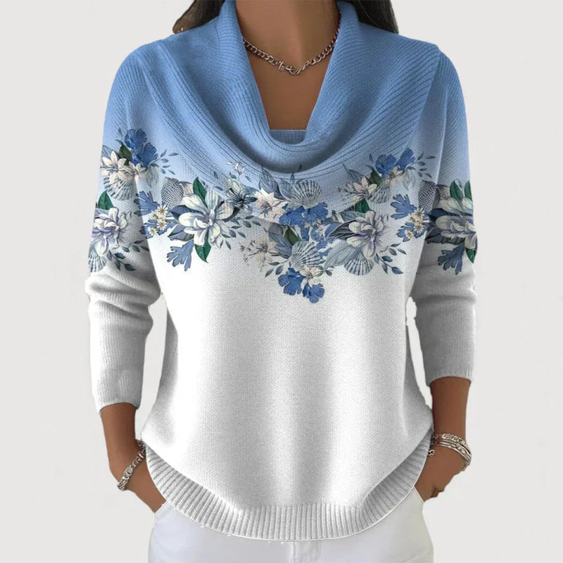 Brieia - Floral Sweater With Soft Collar