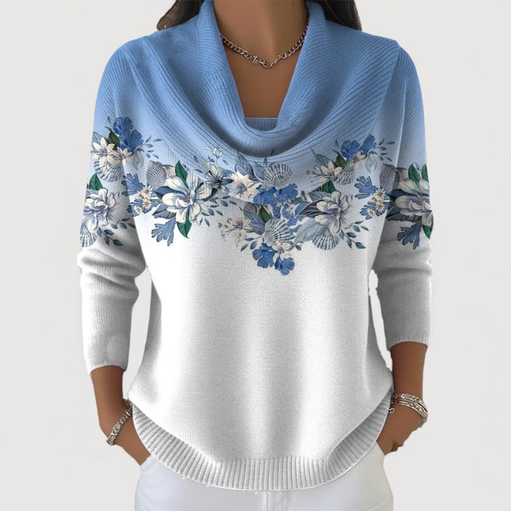 Lineea - Floral Cowl Neck Jumper