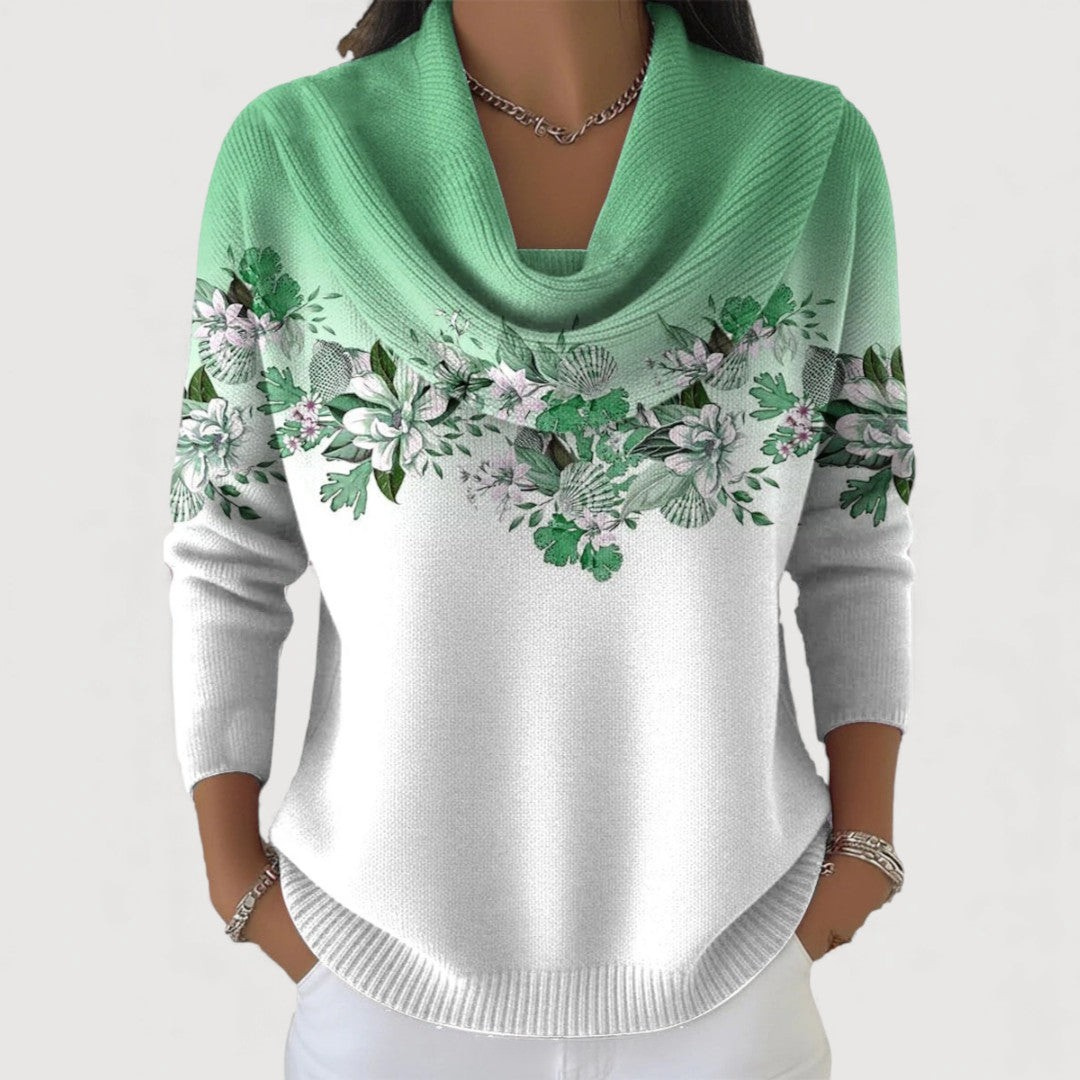 Lineea - Floral Cowl Neck Jumper