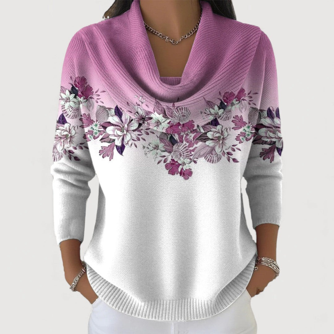 Ritika - Floral Sweater With Soft Neckline